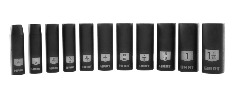 11 PC. 1/2" SAE Drive Deep Impact Sockets