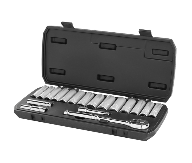 18 PC. 3/8" Deep Drive Socket Set with Ratchet