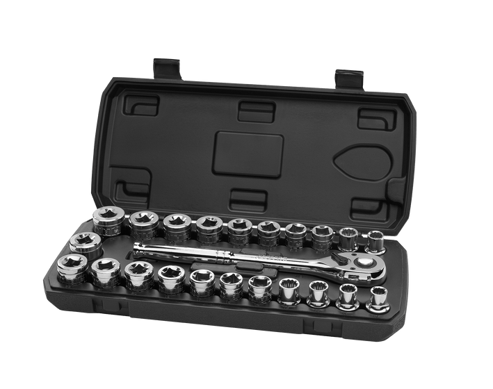 23 PC. 1/2" Drive Socket Set with Ratchet